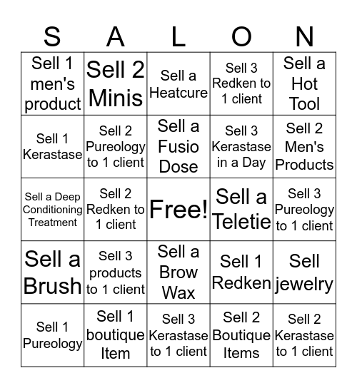 Downtown Salon Bingo Bash!! Bingo Card