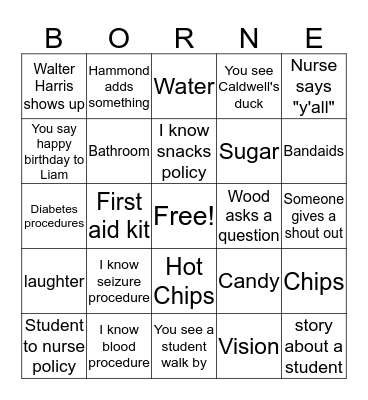 Borne's Bingo Card