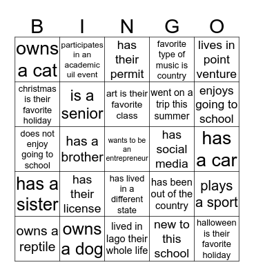 Who We Are Bingo Card
