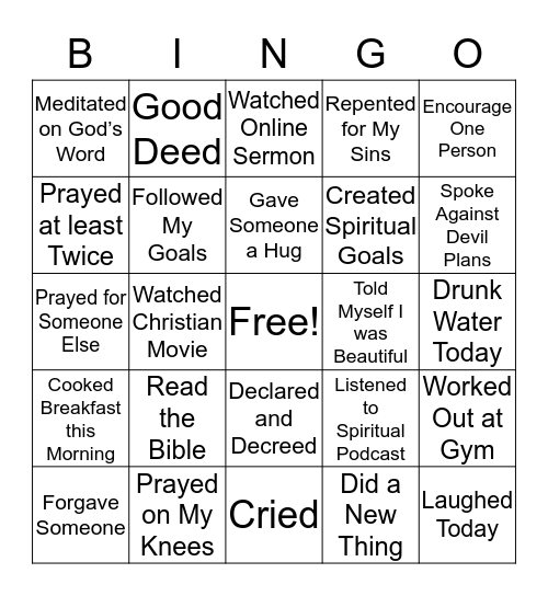 Bingo the Stay in Spirit (SIS) Way!!! Bingo Card