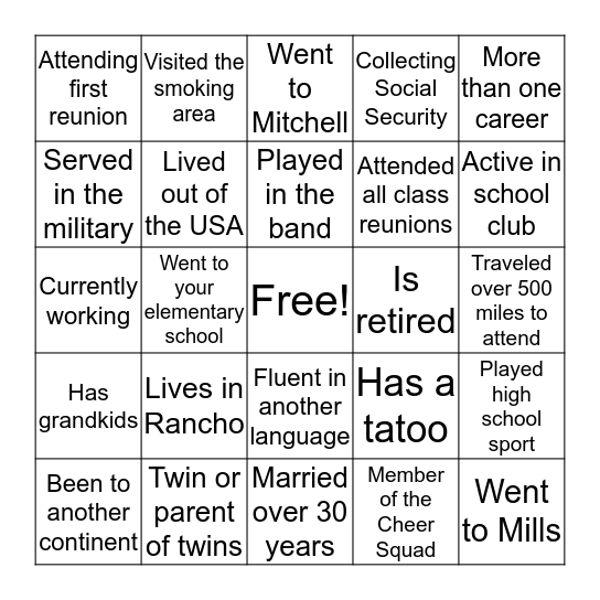 Find Someone Who Bingo Card