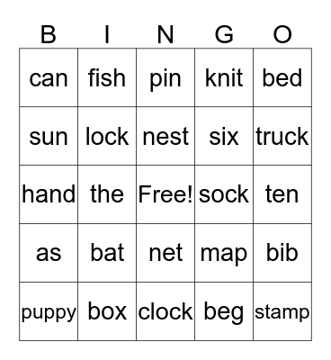 Summer 2019 Vocabulary Bingo Card