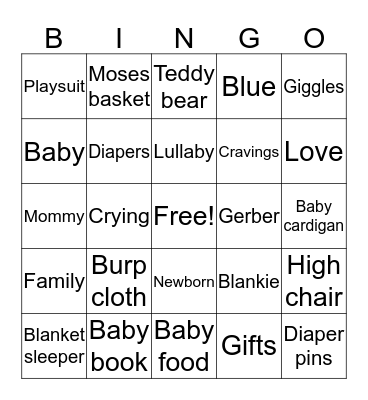Baby Worrell Bingo  Bingo Card