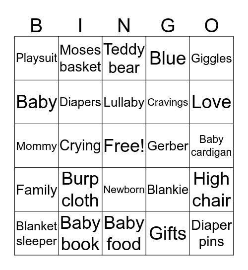 Baby Worrell Bingo  Bingo Card