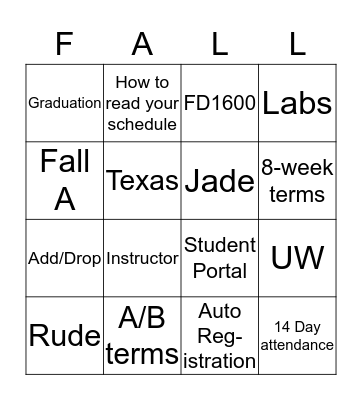 ORIENTATION Bingo Card