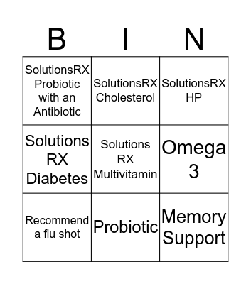 Pharmacy Bingo Card