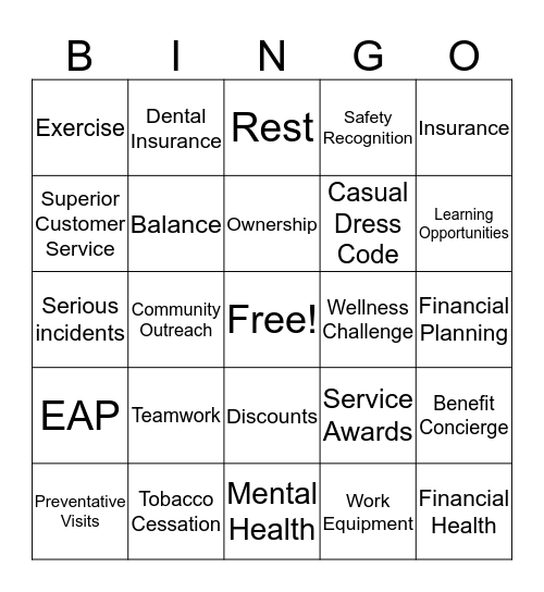 NW Pump Bingo Card