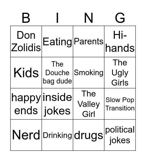 Humorous Bingo Card
