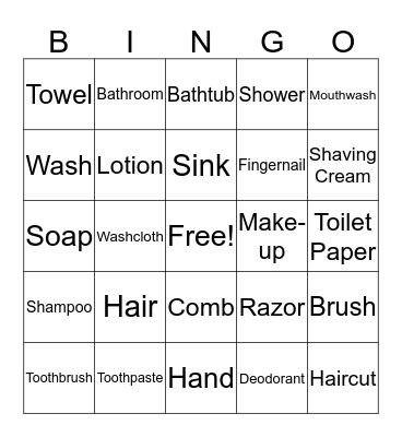 Grooming Bingo Card