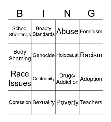 POI Bingo Card