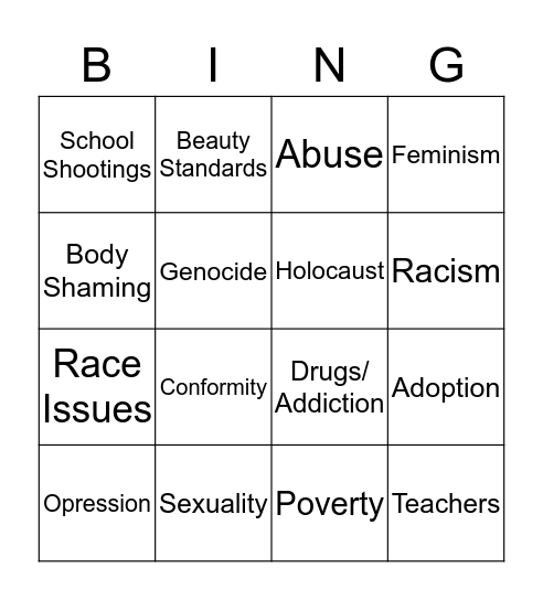 POI Bingo Card