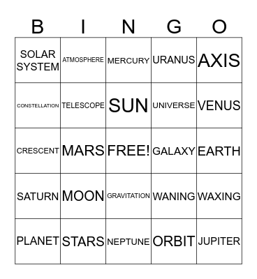 OUT OF THIS WORLD! Bingo Card