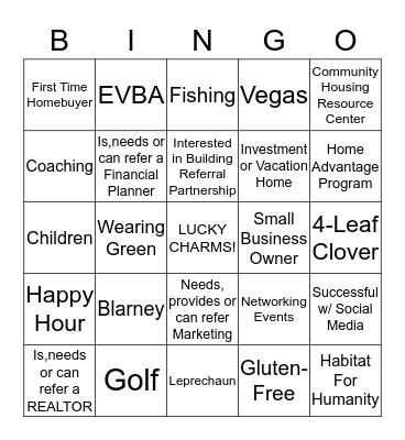 Summit Mortgage & EVBA Bingo Card