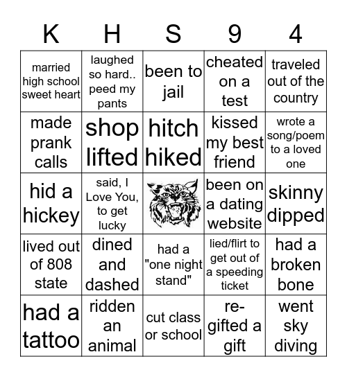 NEVER HAVE I EVER... Bingo Card