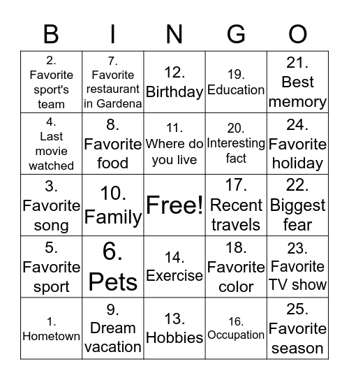 Bingo Card