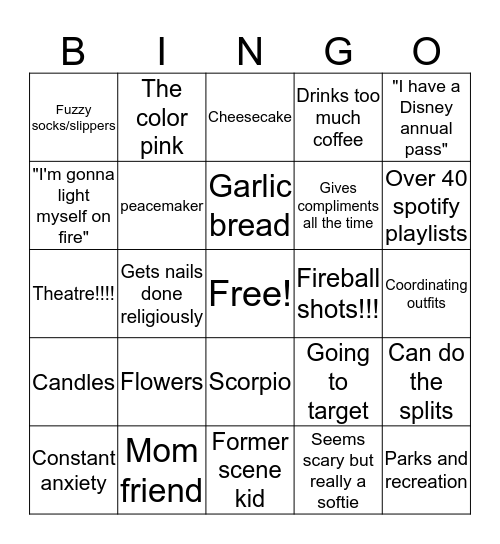 Chloe bingo!! Bingo Card