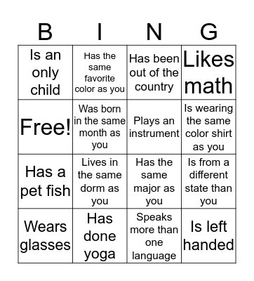 Find Someone Who... Bingo Card