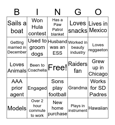JXH Team Bingo  Bingo Card