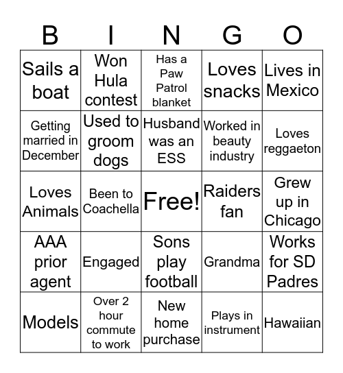 JXH Team Bingo  Bingo Card