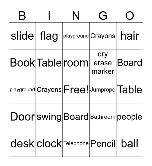 Things found in our classroom or school Bingo Card