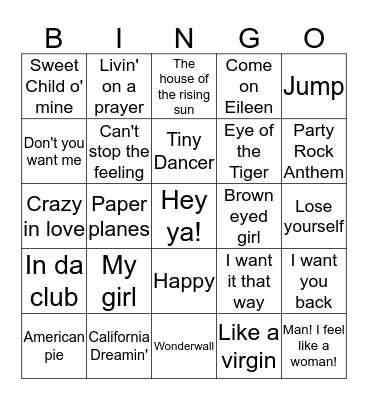 Hits of all time  Bingo Card