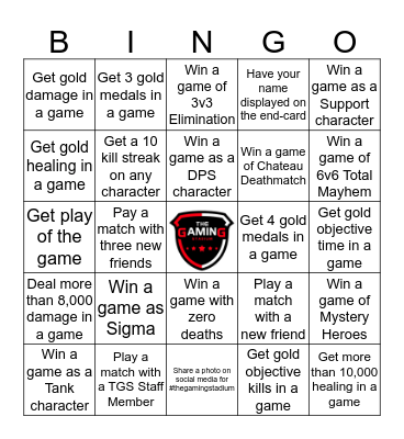 TGS Overwatch Weekly Bingo Card