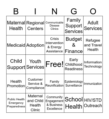 Human Services Division Bingo Card