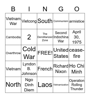 Vietnam War! Bingo Card