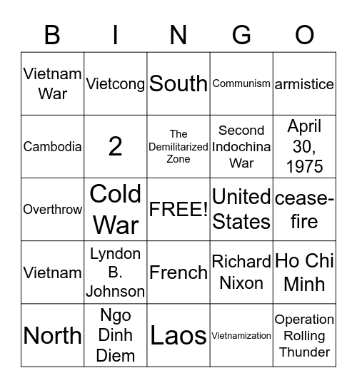 Vietnam War! Bingo Card