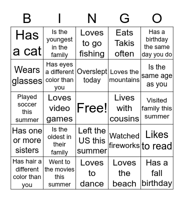 Find someone who.... Bingo Card