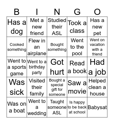 New School Year, New Friends - find someone who: Bingo Card