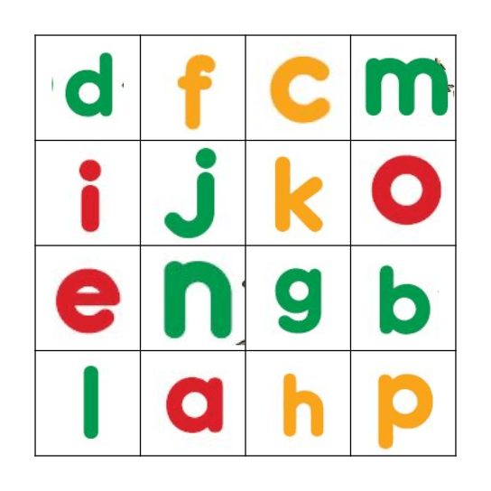 Phonics Bingo from a to o Bingo Card