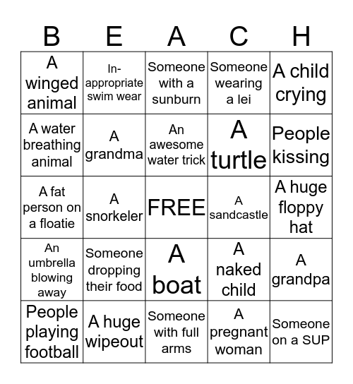 Beach Blanket Bingo Card