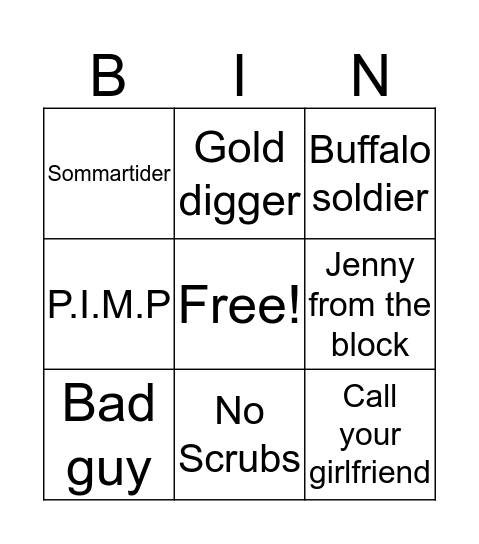 Music Bingo Card