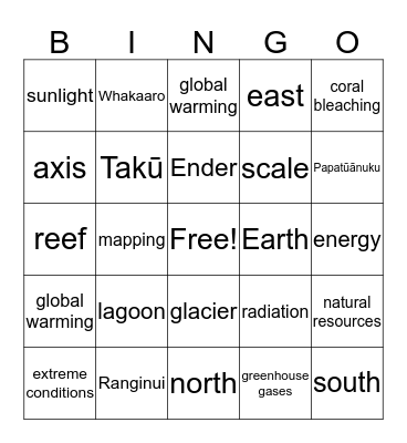 Te Kaapuia Bingo Card