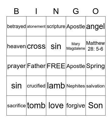 EASTER Bingo Card