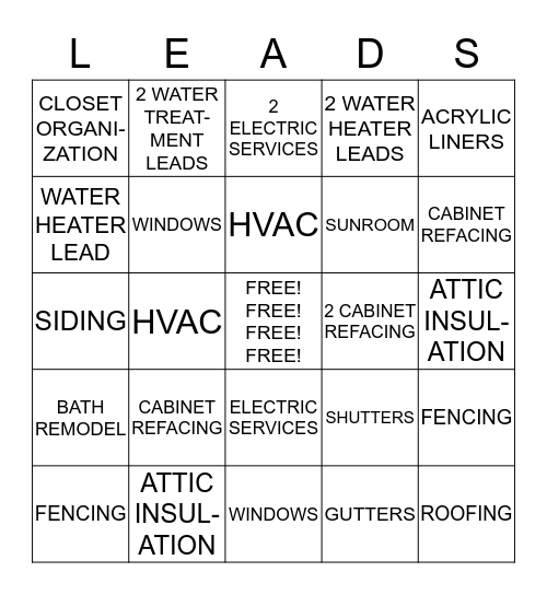 STORE LEADS BINGO BONANZA!! Bingo Card