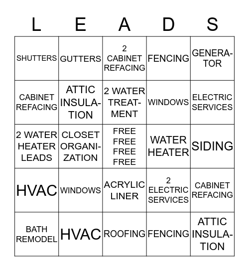 STORE LEADS BINGO BONANZA Bingo Card