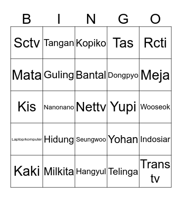 YEJI Bingo Card