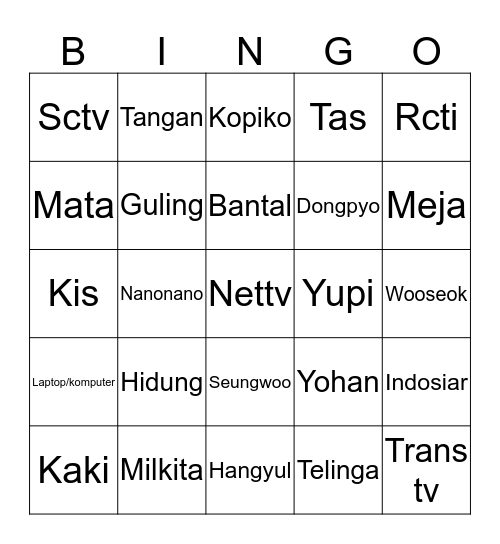 YEJI Bingo Card