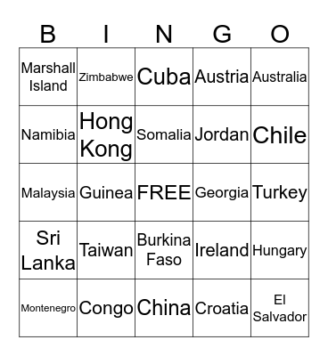 COUNTRY BINGO Card