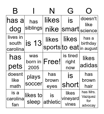 Who else? Bingo Card