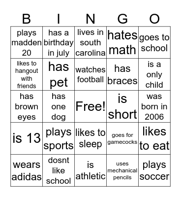 who else? Bingo Card