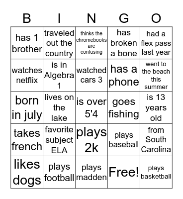 who else? Bingo Card