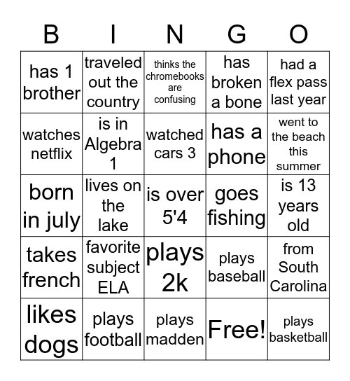 who else? Bingo Card