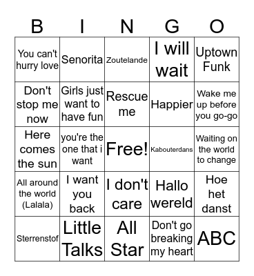 Muziekbingo 2019 Bingo Card