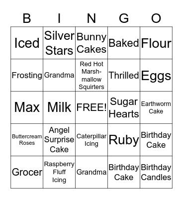 Bunny Cakes BINGO Card