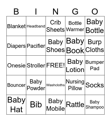 Baby Bingo Card