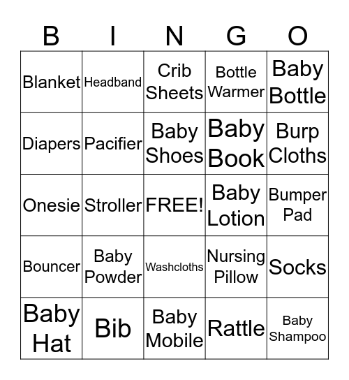 Baby Bingo Card