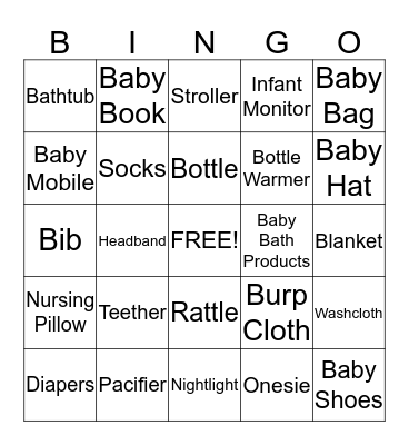 Baby Bingo Card